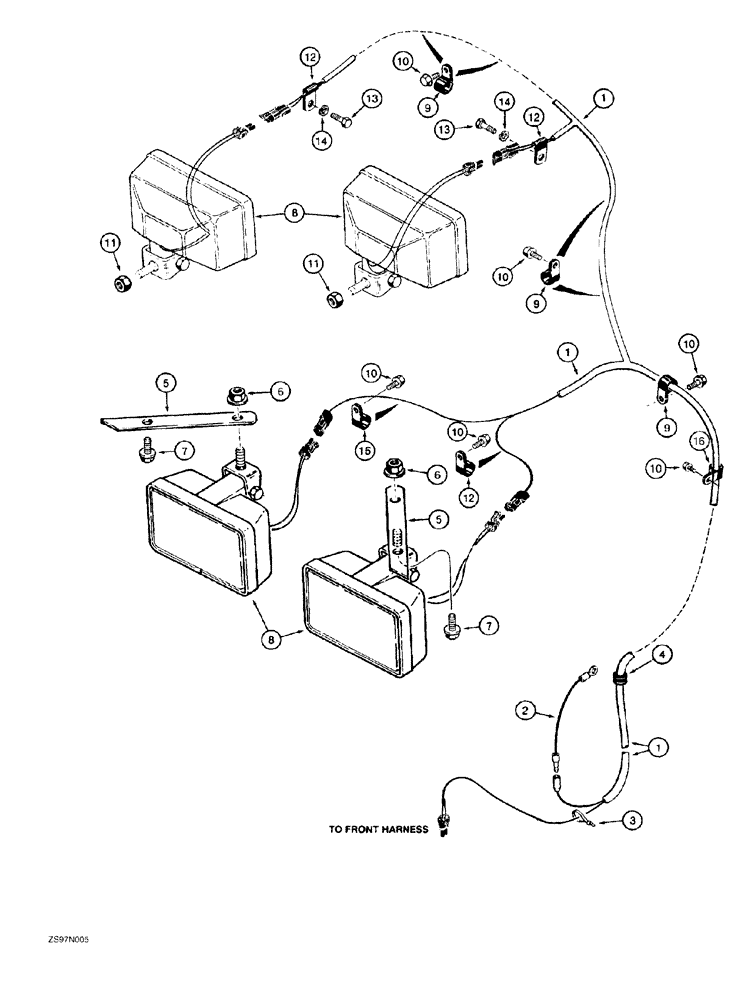 Схема запчастей Case 550G - (4-18) - HALOGEN LAMPS AND WIRING (06) - ELECTRICAL SYSTEMS