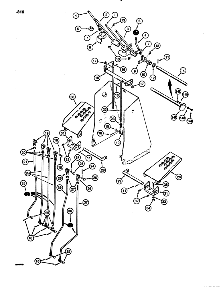 Схема запчастей Case 780B - (316) - BACKHOE CONTROLS, MODELS WITH FOOT SWING (09) - CHASSIS/ATTACHMENTS