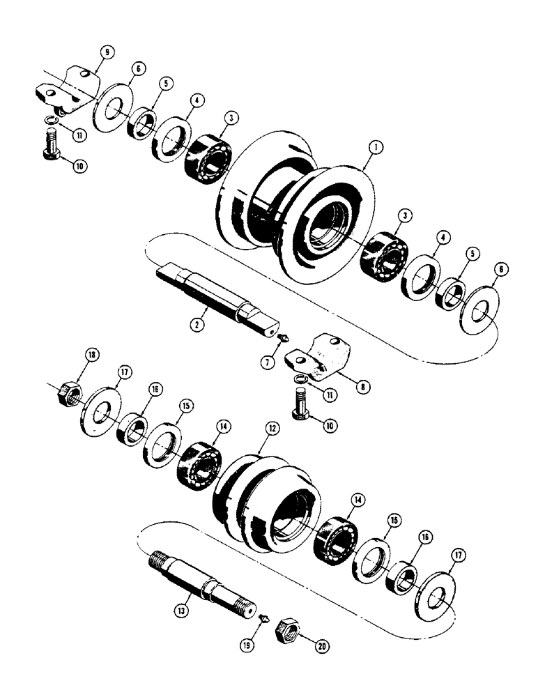 Схема запчастей Case 600 - (124) - TRACK INSTALLATION, TRACK ROLLER, TRACK SUPPORT IDLER (04) - UNDERCARRIAGE