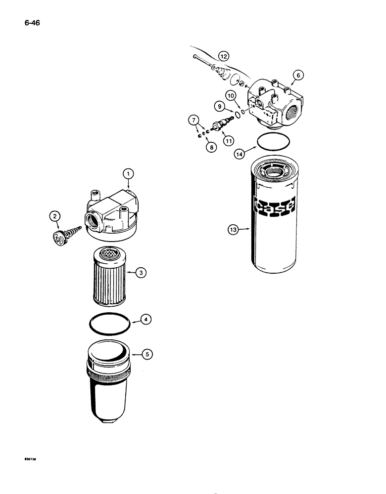 Схема запчастей Case 850D - (6-46) - TRANSMISSION OIL FILTERS, R35926 OIL FILTER - SUCTION LINE/ R48993 TRANSMISSION OIL FILTER (06) - POWER TRAIN