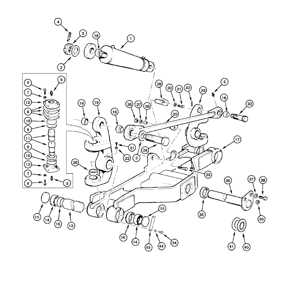 Схема запчастей Case 865 DHP - (6-044) - FRONT AXLE ASSEMBLY (06) - POWER TRAIN