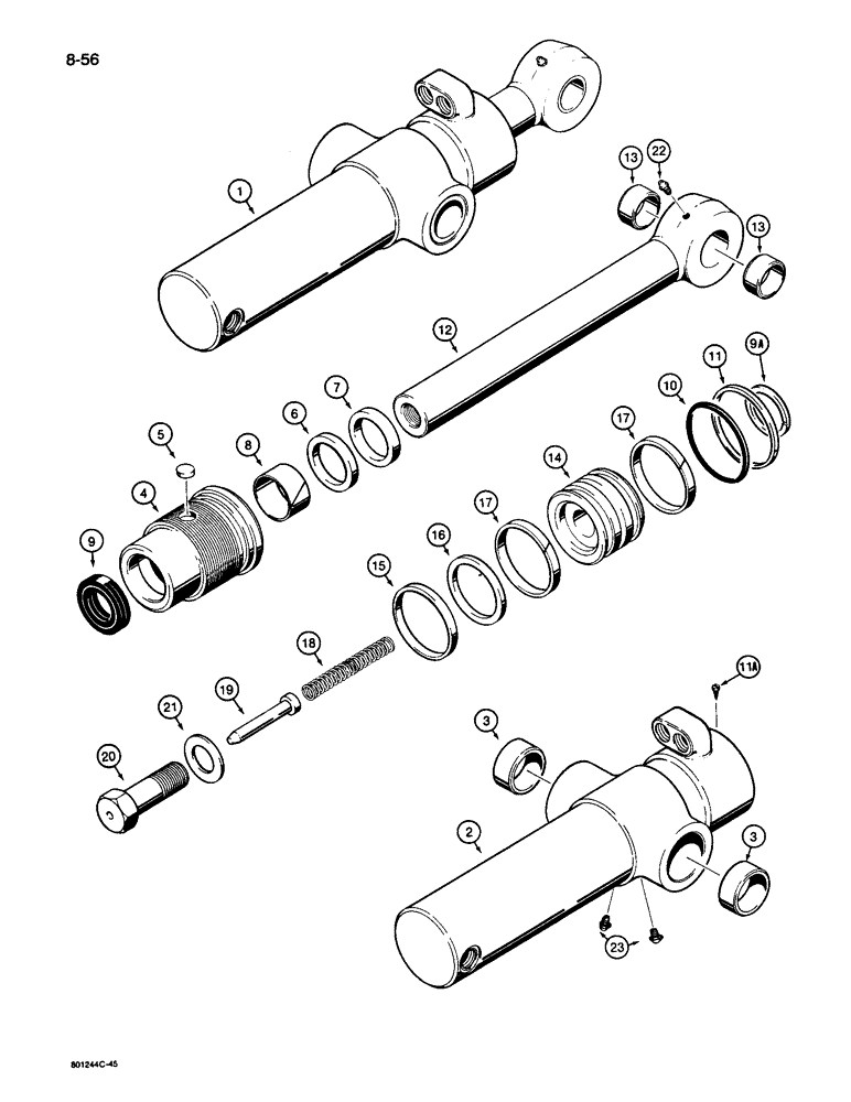 Схема запчастей Case 26D - (8-56) - G104127 AND G110395 SWING CYLINDERS 