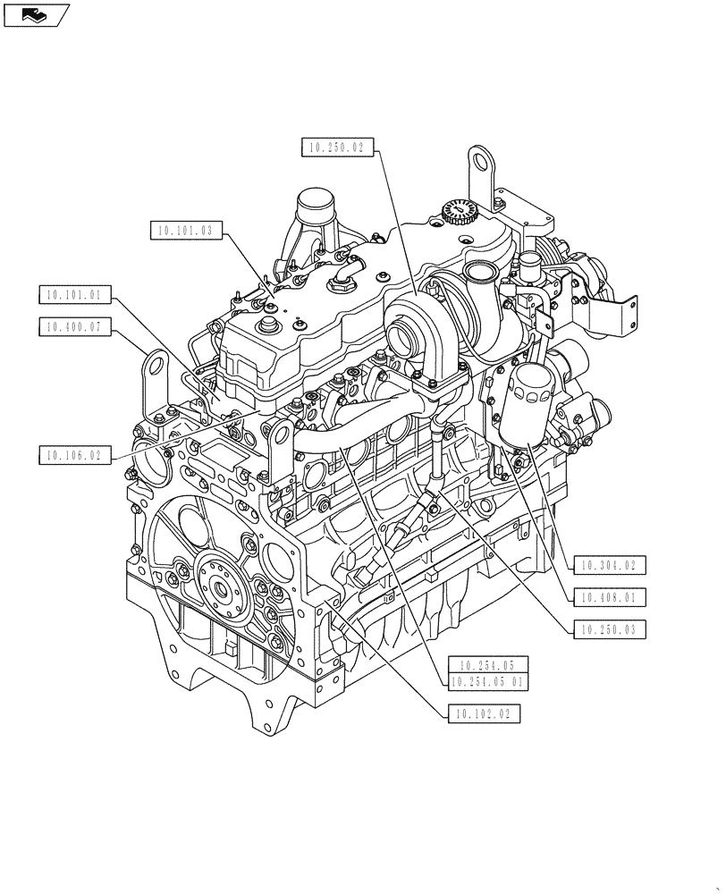 Схема запчастей Case F4DFE613B A004 - (10.000.00[03]) - PICTORIAL INDEX - ENGINE (10) - ENGINE