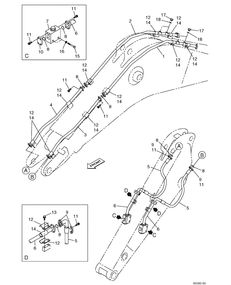 Схема запчастей Case CX700B - (08-49) - HYDRAULIC CIRCUIT - PICK HAMMER - BOOM (6.60 M), DIPPER (3.00 M) (08) - HYDRAULICS