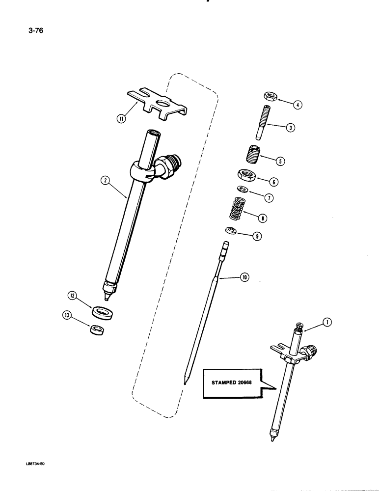 Схема запчастей Case 1455B - (3-76) - FUEL INJECTOR NOZZLE, 504BDT DIESEL ENGINE, PRIOR TO ENGINE SN 10335337 (03) - FUEL SYSTEM