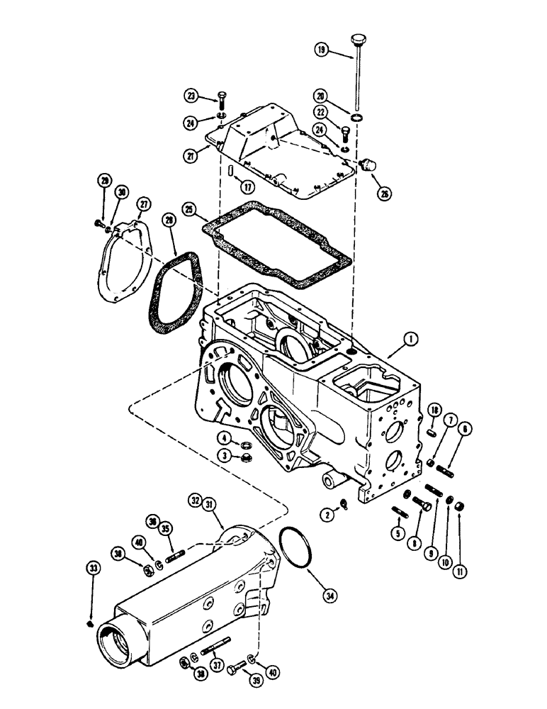 Схема запчастей Case 480CK - (096) - TRANSMISSION CASE AND AXLE HOUSING 