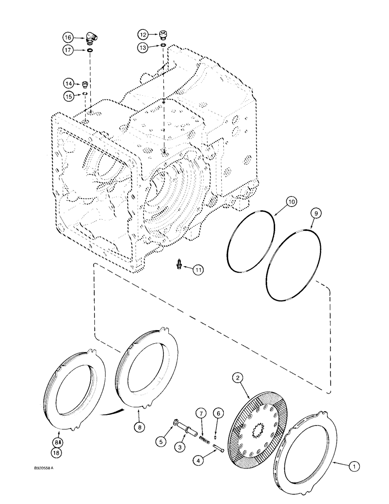 Схема запчастей Case 580SK - (7-02) - TRANSAXLE ASSEMBLY, DIFFERENTIAL BRAKE (07) - BRAKES