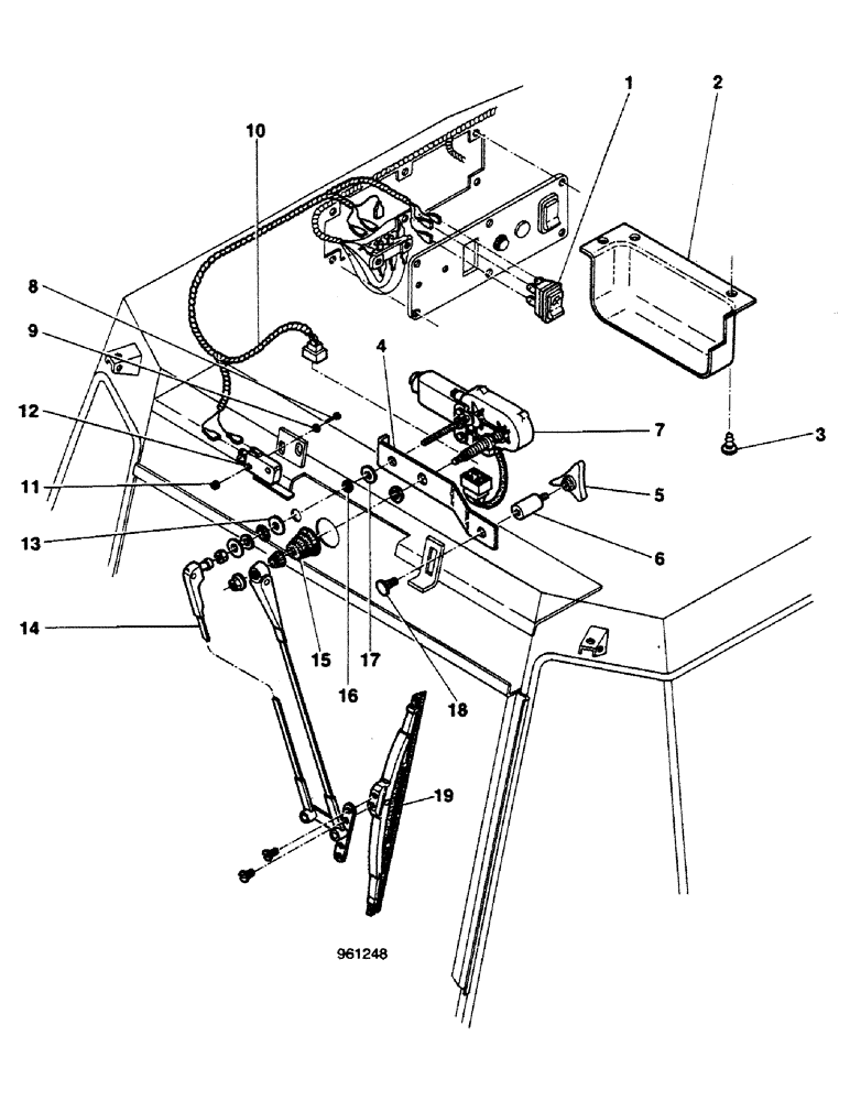 Схема запчастей Case 580G - (479A) - CAB - REAR WINDSHIELD WIPER STARTING FROM NO. 3.808.597 (09) - CHASSIS/ATTACHMENTS