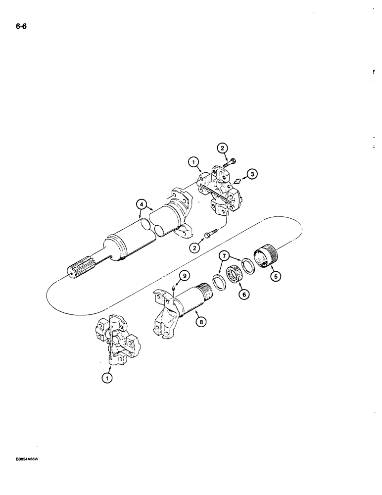 Схема запчастей Case 680L - (6-06) - FOUR WHEEL DRIVE FRONT AXLE DRIVESHAFT (06) - POWER TRAIN