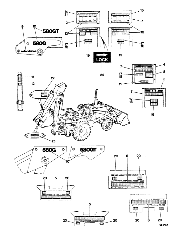 Схема запчастей Case 580G - (550) - DECALS - SIDE SHIFT AND AXIAL BACKHOE (09) - CHASSIS/ATTACHMENTS