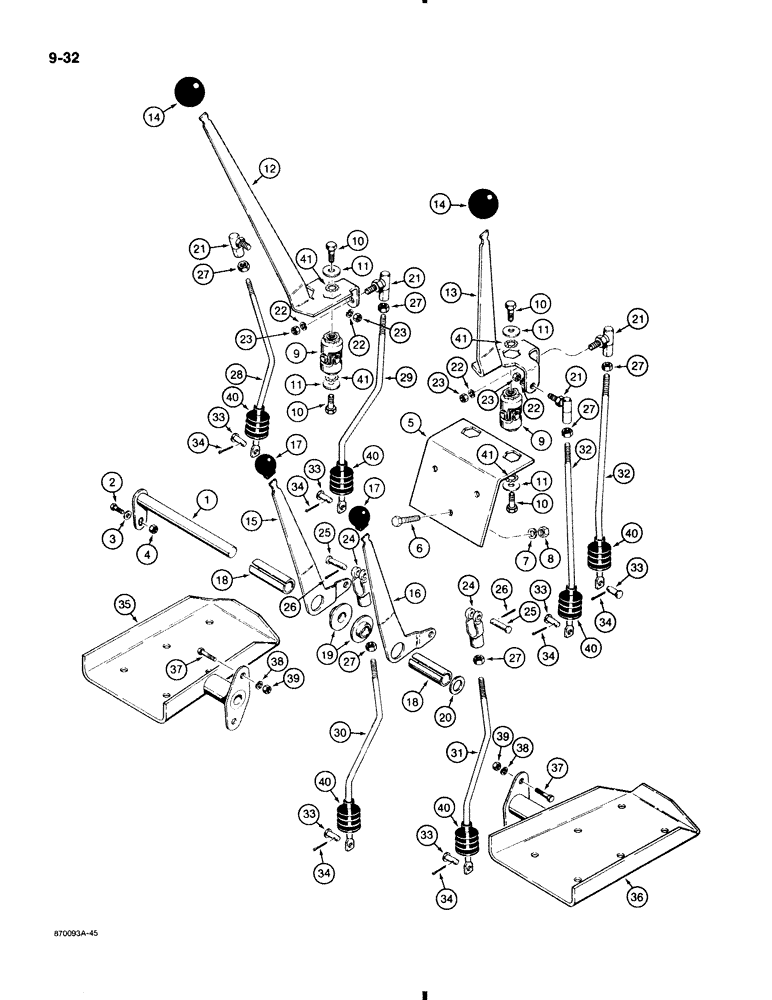 Схема запчастей Case 580K - (9-032) - BACKHOE CONTROLS WITH HAND SWING, WITH NON-EXTENDABLE DIPPER (09) - CHASSIS/ATTACHMENTS