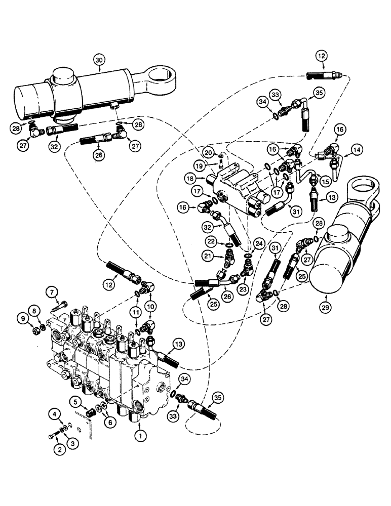 Схема запчастей Case 580SK - (8-154) - HYDRAULIC CIRCUIT SWING CYLINDER, UP TO S/N JJH0045879, NOT FOR PRESTIGE, SIDESHIFT BACKHOE (08) - HYDRAULICS