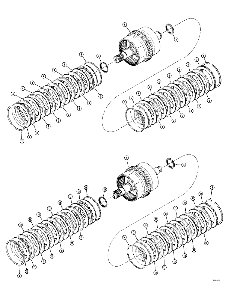 Схема запчастей Case 780 - (194) - TRANS, REV. & HIGH-FOR. & LOW CLUTCHES USED W/D54477 & D54478 REAR AXLE (06) - POWER TRAIN