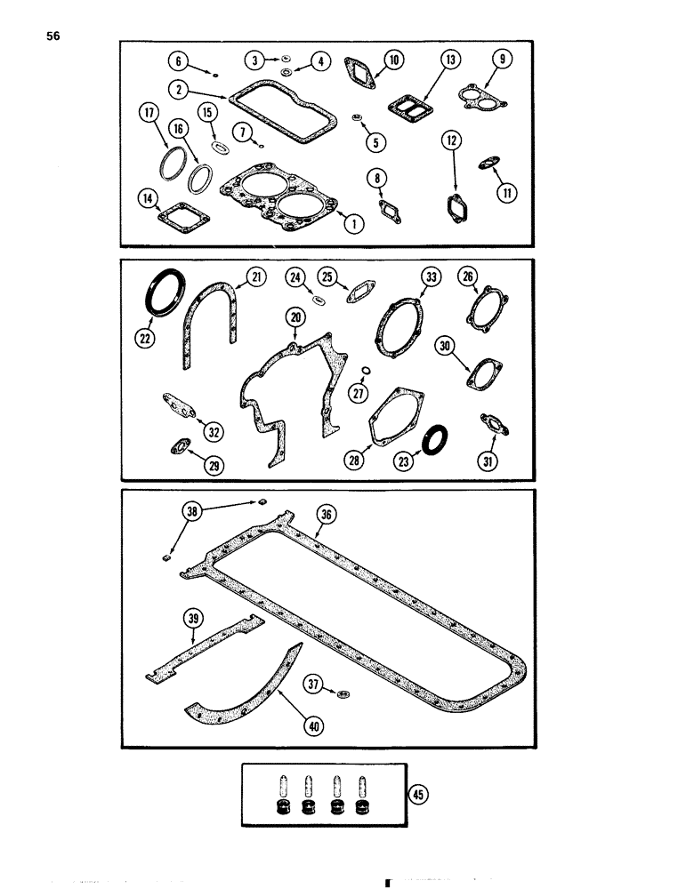 Схема запчастей Case 1080 - (056) - ENGINE GASKET KITS, 504BDT DIESEL ENGINE (10) - ENGINE