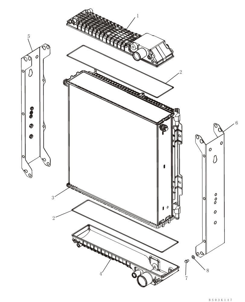 Схема запчастей Case 580SM - (02-03) - RADIATOR ASSY (WITHOUT AIR CONDITIONING) (02) - ENGINE