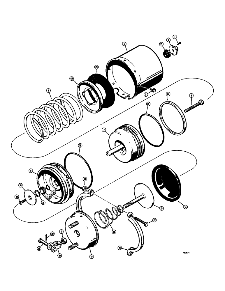 Схема запчастей Case 680E - (256) - BRAKE SYSTEM, L54297 BRAKE CHAMBER (33) - BRAKES & CONTROLS