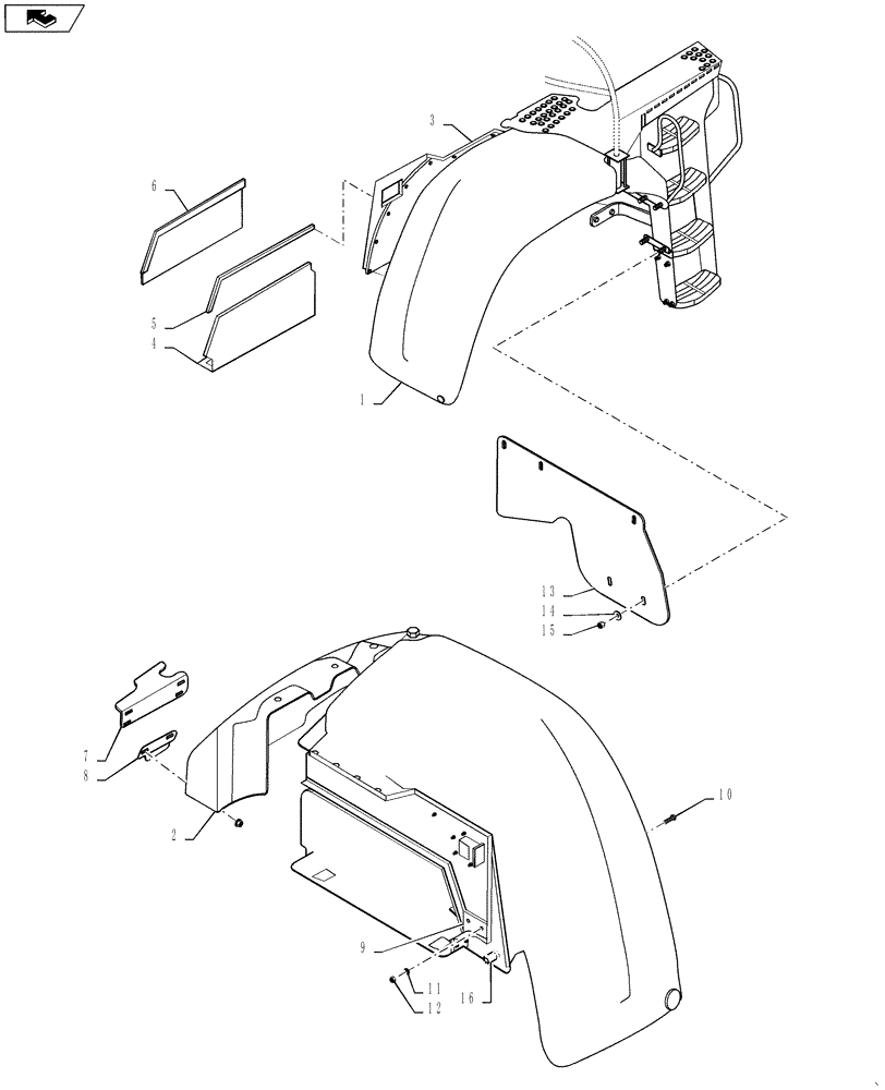 Схема запчастей Case 921E - (09-37) - FENDERS, REAR - RIGHT (09) - CHASSIS