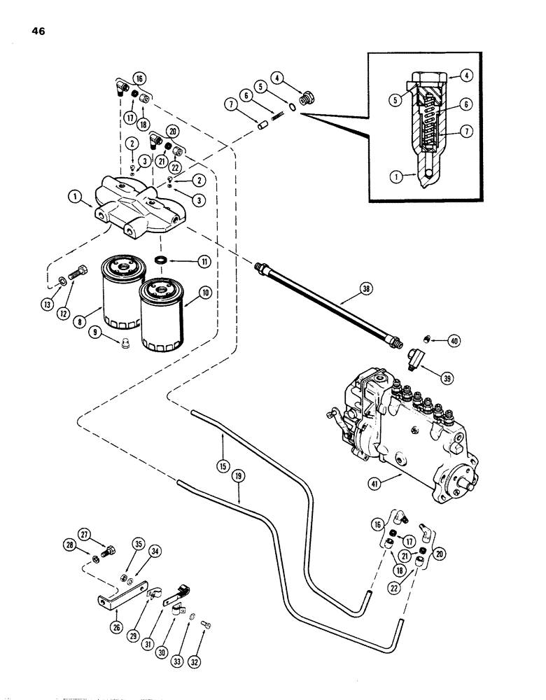 Схема запчастей Case W26B - (046) - FUEL FILTER SYSTEM, (504BDT) DIESEL ENGINE, USED PRIOR TO SER. NO. 2323001 (03) - FUEL SYSTEM