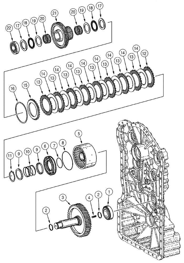 Схема запчастей Case 621C - (06-028) - TRANSMISSION CLUTCH ASSEMBLY, THIRD (06) - POWER TRAIN