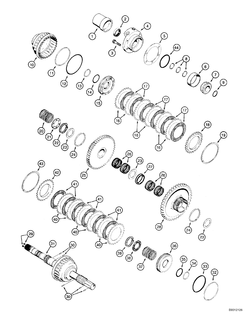 Схема запчастей Case 550H-IND - (06-06) - TRANSMISSION, CLUTCHES, FORWARD/REVERSE AND MAINSHAFT (06) - POWER TRAIN