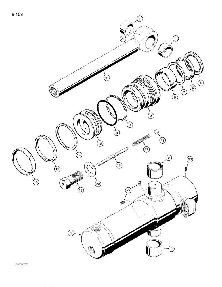 Схема запчастей Case 780D - (8-108) - BACKHOE SWING CYLINDER (08) - HYDRAULICS