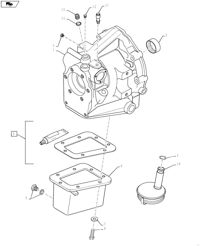 Схема запчастей Case 580K - (06-188) - POWER SHUTTLE, HOUSING AND OIL PAN (06) - POWER TRAIN