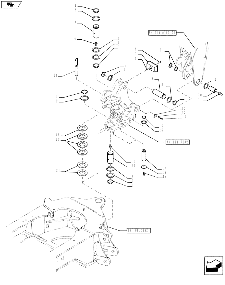 Схема запчастей Case 590SN - (84.910.0103[02]) - BOOM - ASSEMBLY (84) - BOOMS, DIPPERS & BUCKETS