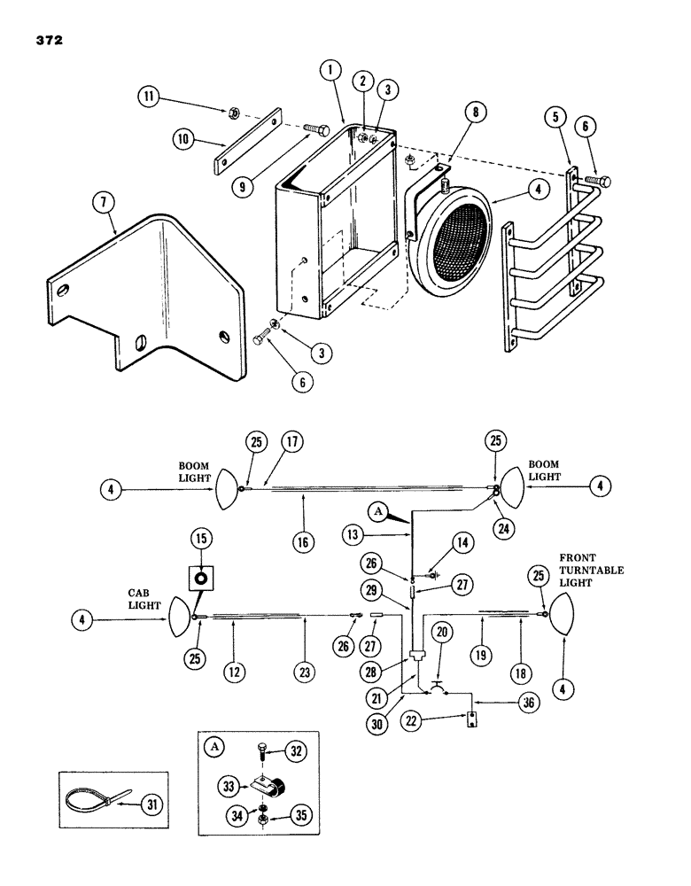 Схема запчастей Case 980B - (372) - WORK LIGHTS AND ATTACHING PARTS, (USED ON UNITS WITH PIN 6204051 AND AFTER) (06) - ELECTRICAL SYSTEMS