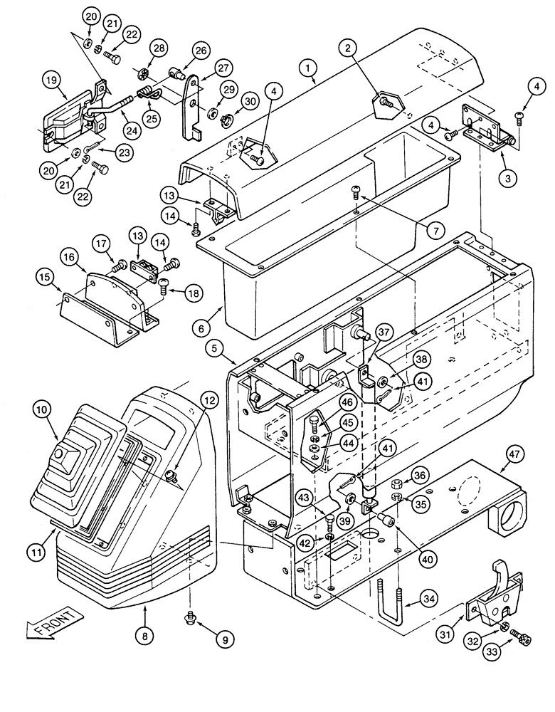 Схема запчастей Case 9060 - (9-26) - LEFT-HAND CONTROL CONSOLE AND LINKAGE, COVER TO PLATFORM (09) - CHASSIS/ATTACHMENTS