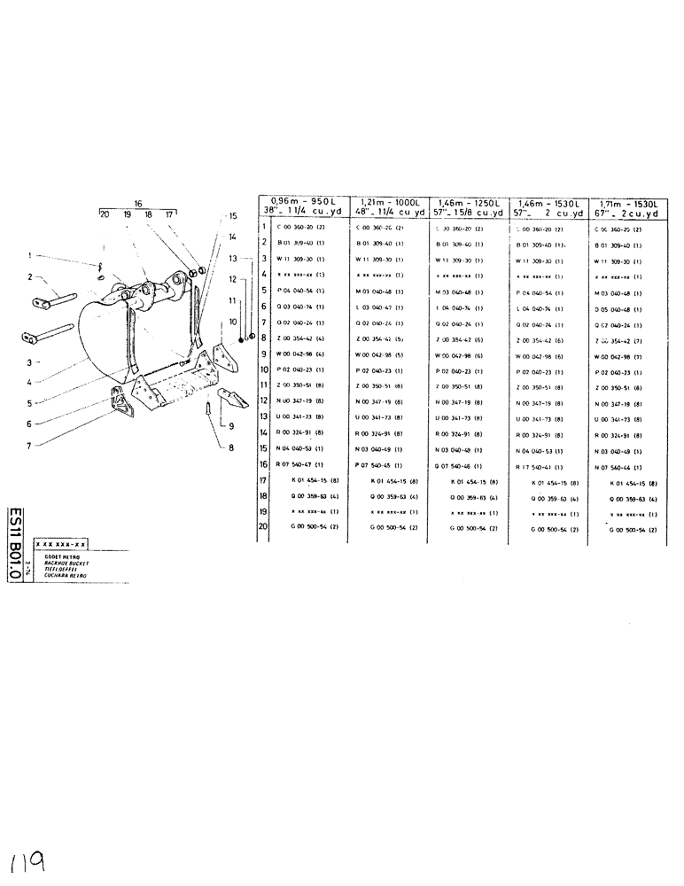 Схема запчастей Case SC150K - (119[1]) - 1,21m - 1000L 48" - 1 1/4 cu. yd 