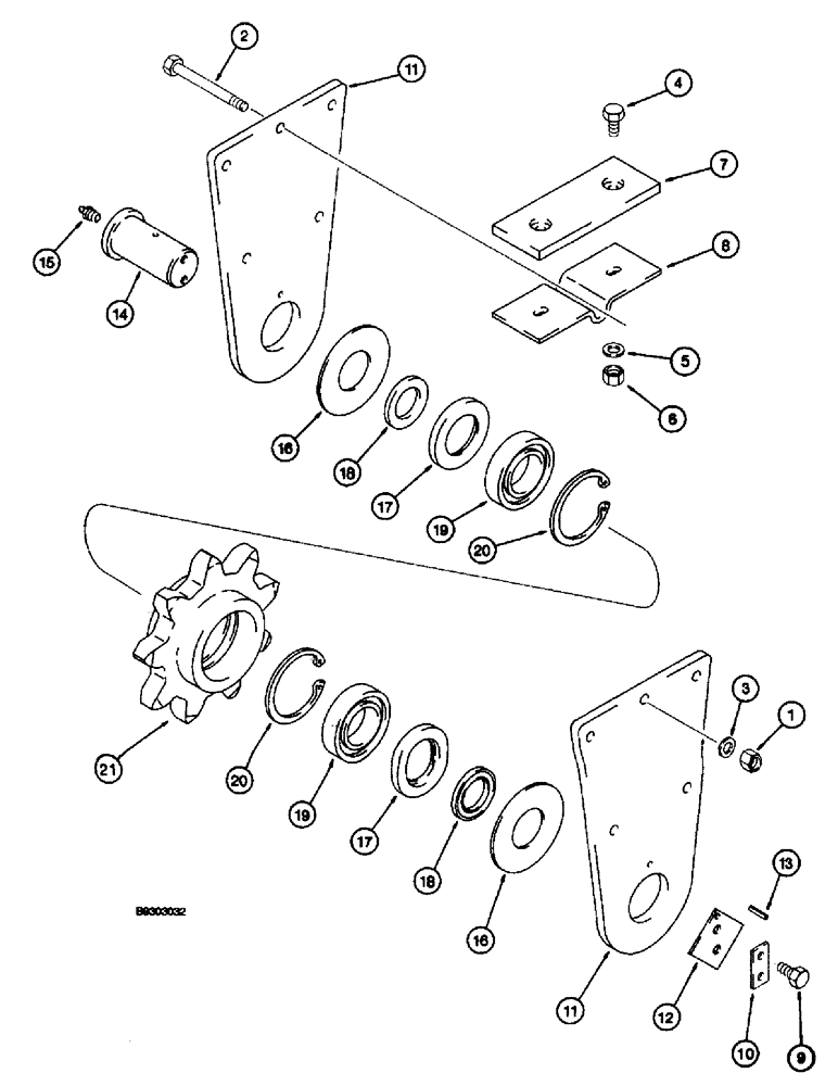 Схема запчастей Case 660 - (9-053A) - INTEGRAL QUAD IDLER SPROCKET AND MOUNTING, STANDARD BOOM (09) - CHASSIS/ATTACHMENTS