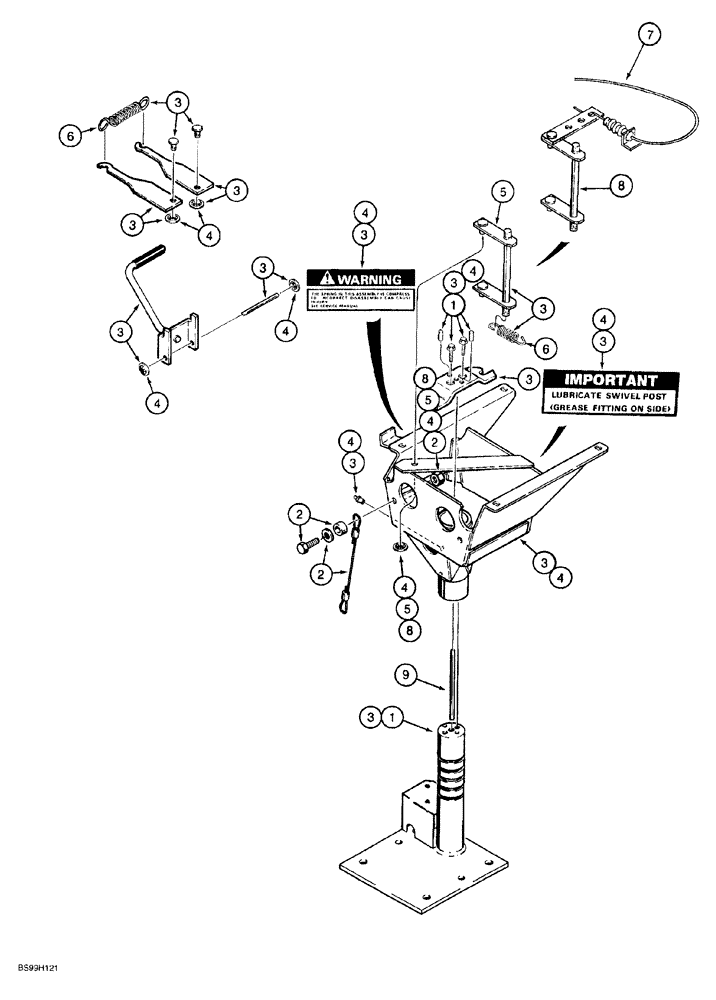 Схема запчастей Case 580SL - (9-106) - STANDARD SEAT SUPPORT AND PEDESTAL (09) - CHASSIS/ATTACHMENTS