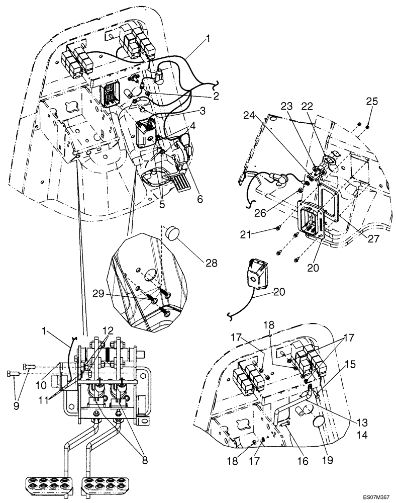 Схема запчастей Case 590SM - (04-08) - HARNESS, FRONT CONSOLE - MOUNTING (04) - ELECTRICAL SYSTEMS