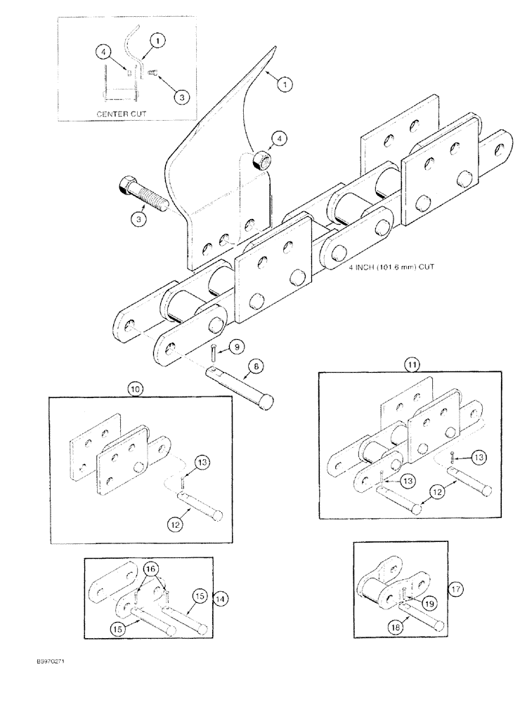 Схема запчастей Case 60 - (09-014) - DIGGING TEETH AND CHAIN, STANDARD DUTY 163 DIGGING CHAIN (28,000 LBS.), 4 INCH DIGGING WIDTH 