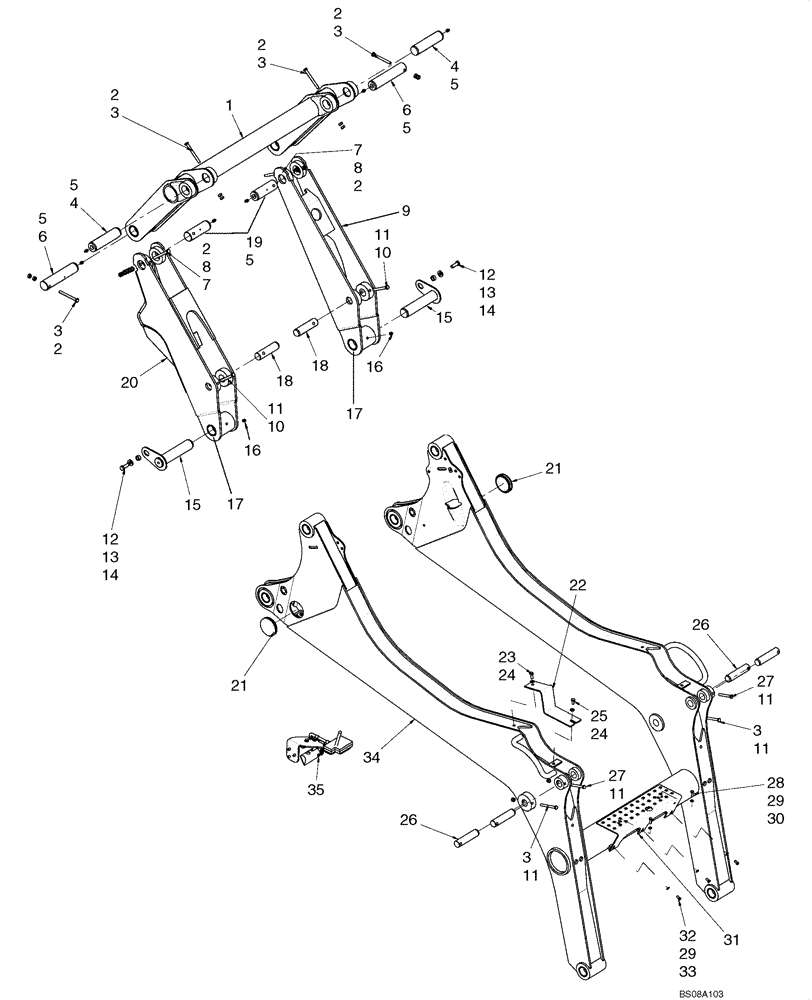 Схема запчастей Case 445 - (09-02) - FRAME - LOADER LIFT (09) - CHASSIS