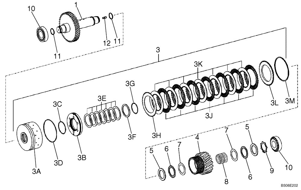 Схема запчастей Case 821E - (06-08) - TRANSMISSION - CLUTCH ASSY, SECOND - PRIOR TO P.I.N. N7F203144 (06) - POWER TRAIN