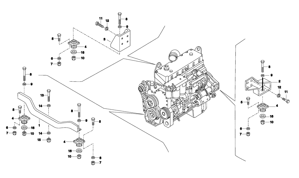 Схема запчастей Case 330 - (03A00010565[01]) - ENGINE INSTALLATION (01) - ENGINE