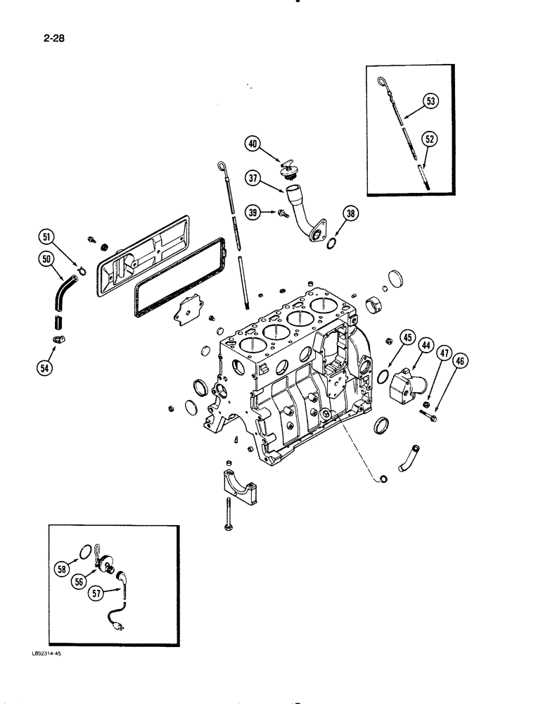 Схема запчастей Case W11B - (2-028) - CYLINDER BLOCK, 4T-390 ENGINE, ENGINE BLOCK HEATER (02) - ENGINE