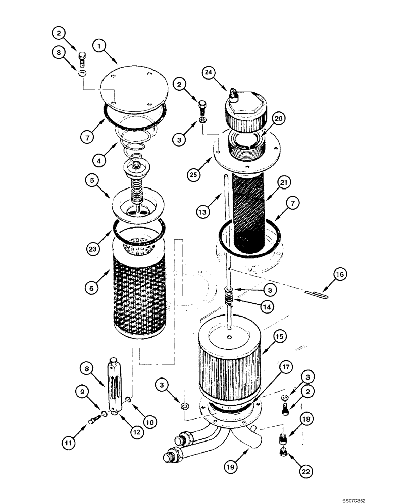 Схема запчастей Case 865 DHP - (8-004) - HYDRAULIC RESERVOIR - FILTER (08) - HYDRAULICS