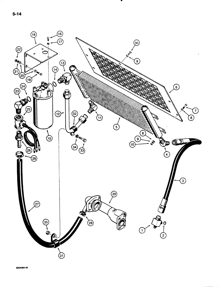 Схема запчастей Case W20C - (5-14) - AUXILIARY STEERING HYDRAULIC CIRCUIT, RETURN LINES (05) - STEERING