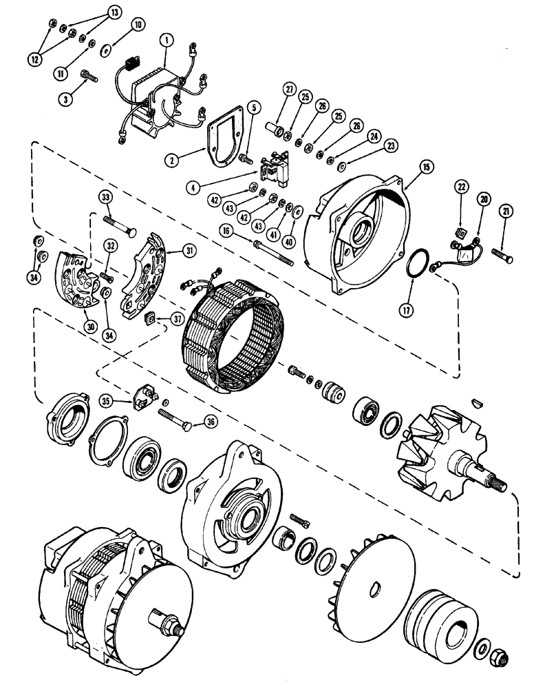 Схема запчастей Case W20 - (050) - L59724 ALTERNATOR (70AMP) USED TRAC. SERIAL NO. 9115403 AND AFTER WITH INTEGRAL VOLTAGE REGULATOR (04) - ELECTRICAL SYSTEMS