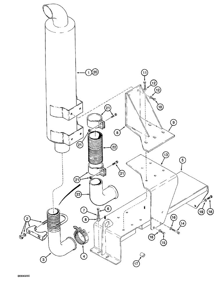 Схема запчастей Case 921 - (2-009A) - MUFFLER AND EXHAUST SYSTEM, P.I.N. JAK0026022 AND AFTER (02) - ENGINE