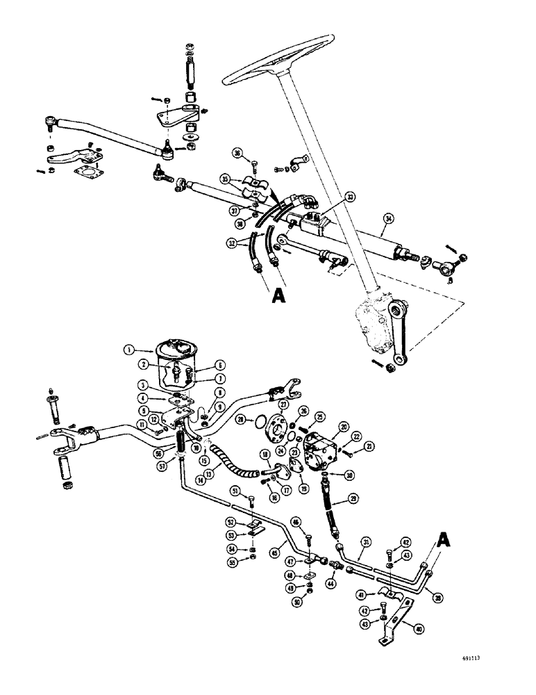 Схема запчастей Case W8B - (094) - POWER STEERING HYDRAULICS (04) - UNDERCARRIAGE