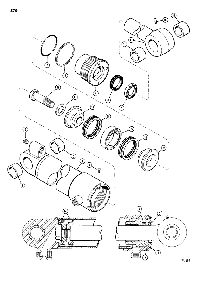 Схема запчастей Case 1150B - (270) - G32278 AND G32279 BUCKET CLAM CYLINDERS, GLAND HAS NO I.D. MARKINGS (07) - HYDRAULIC SYSTEM