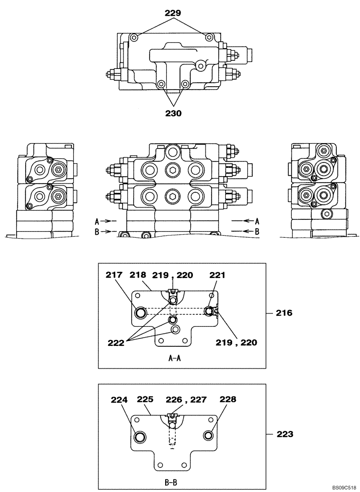 Схема запчастей Case CX130B - (08-56[07]) - CONTROL VALVE - OPTIONAL (08) - HYDRAULICS