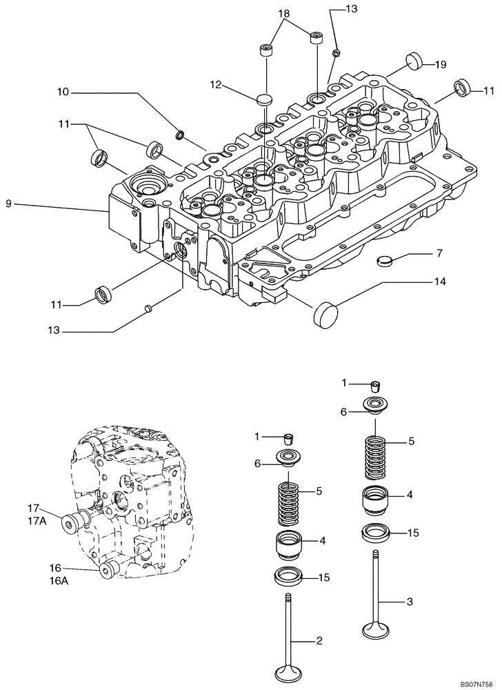 Схема запчастей Case 750L - (02-24) - CYLINDER HEAD - ASSEMBLY (02) - ENGINE