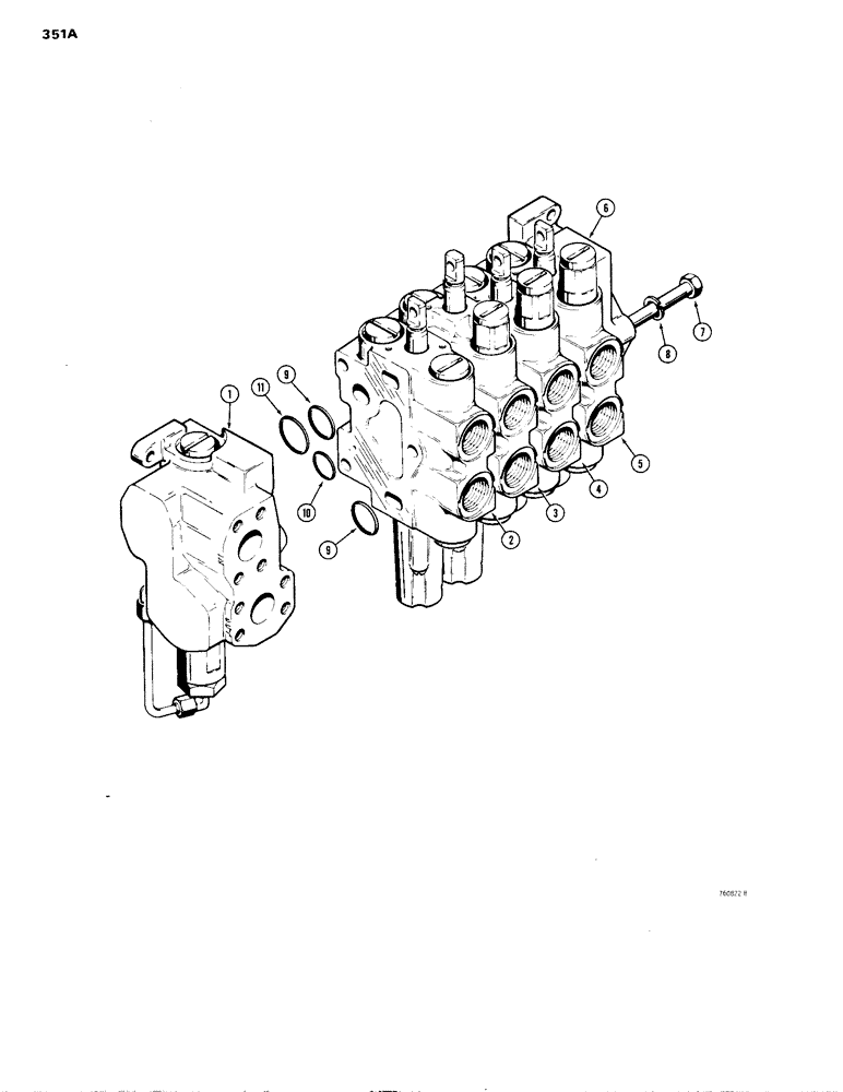 Схема запчастей Case 1150B - (351A) - R26135 FOUR SPOOL VALVE, ANGLE TILT PITCH DOZER WITH RIPPER (07) - HYDRAULIC SYSTEM