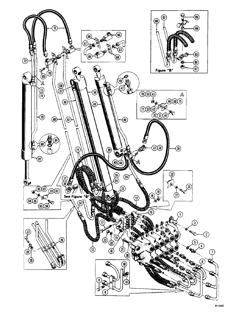 Схема запчастей Case 310F - (258) - BOOM, CROWD, AND BUCKET CYLINDER HYDRAULICS (07) - HYDRAULIC SYSTEM