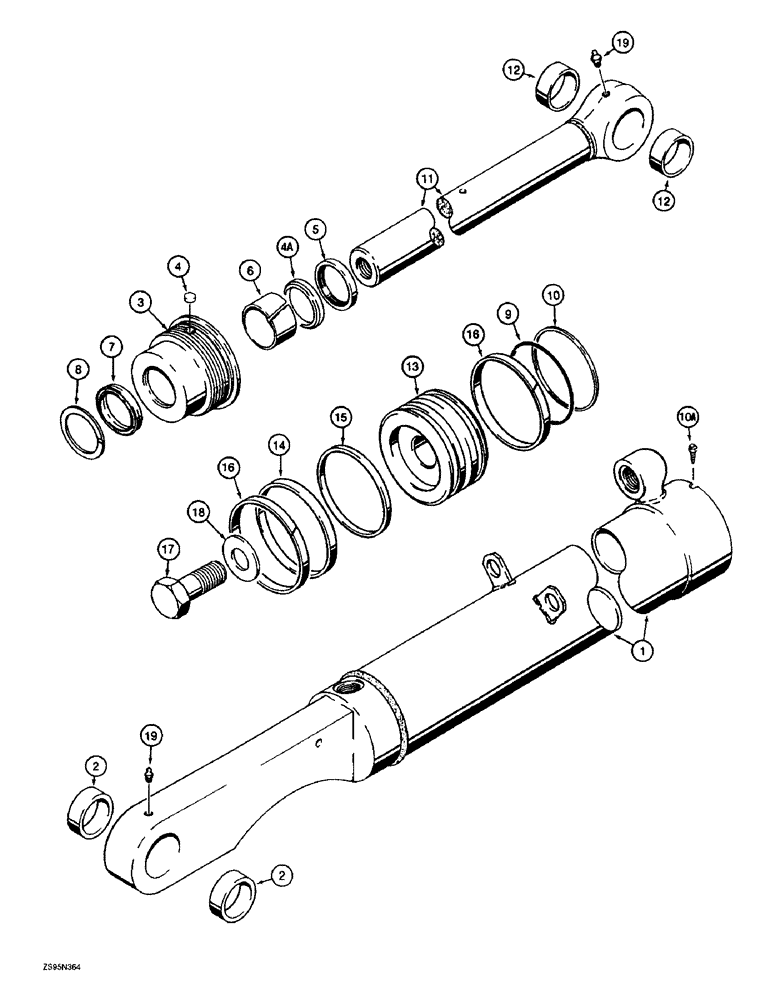 Схема запчастей Case 1155E - (8-058) - G107039 LOADER BUCKET CYLINDERS (08) - HYDRAULICS