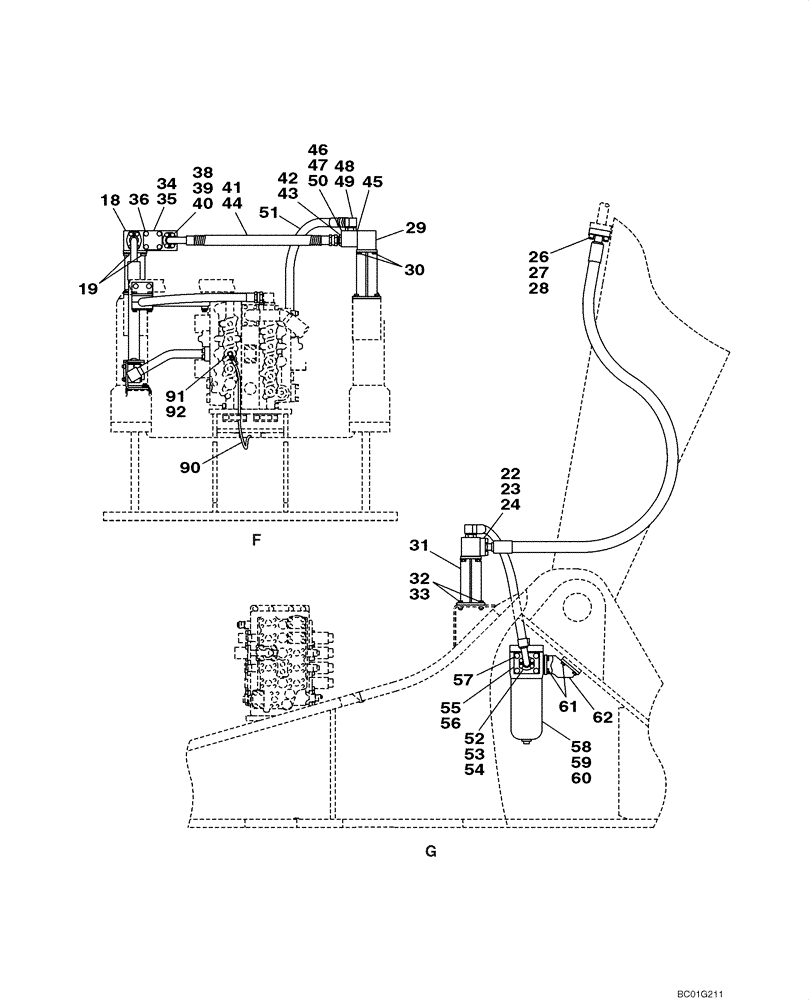 Схема запчастей Case CX800 - (08-43) - HYDRAULICS - SINGLE ACTING CIRCUIT/HAMMER (08) - HYDRAULICS